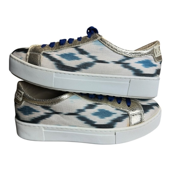 Baldiz Ikat Abstract Print Gold Metallic Sneakers Size 38 (US 8) - Picture 6 of 13